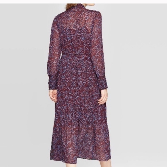 A New Day Burgundy & Blue Pleated Dress - Picture 2 of 8